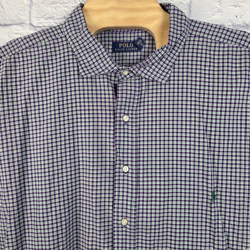 Polo Ralph Lauren Mens Multicolor Check Button Down Shirt Cotton Size 4XB BIG